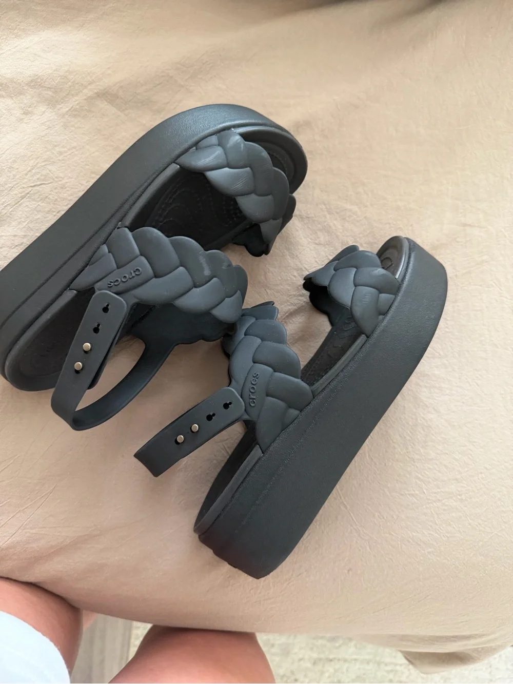Black Braided Slingback Sandals - Women
